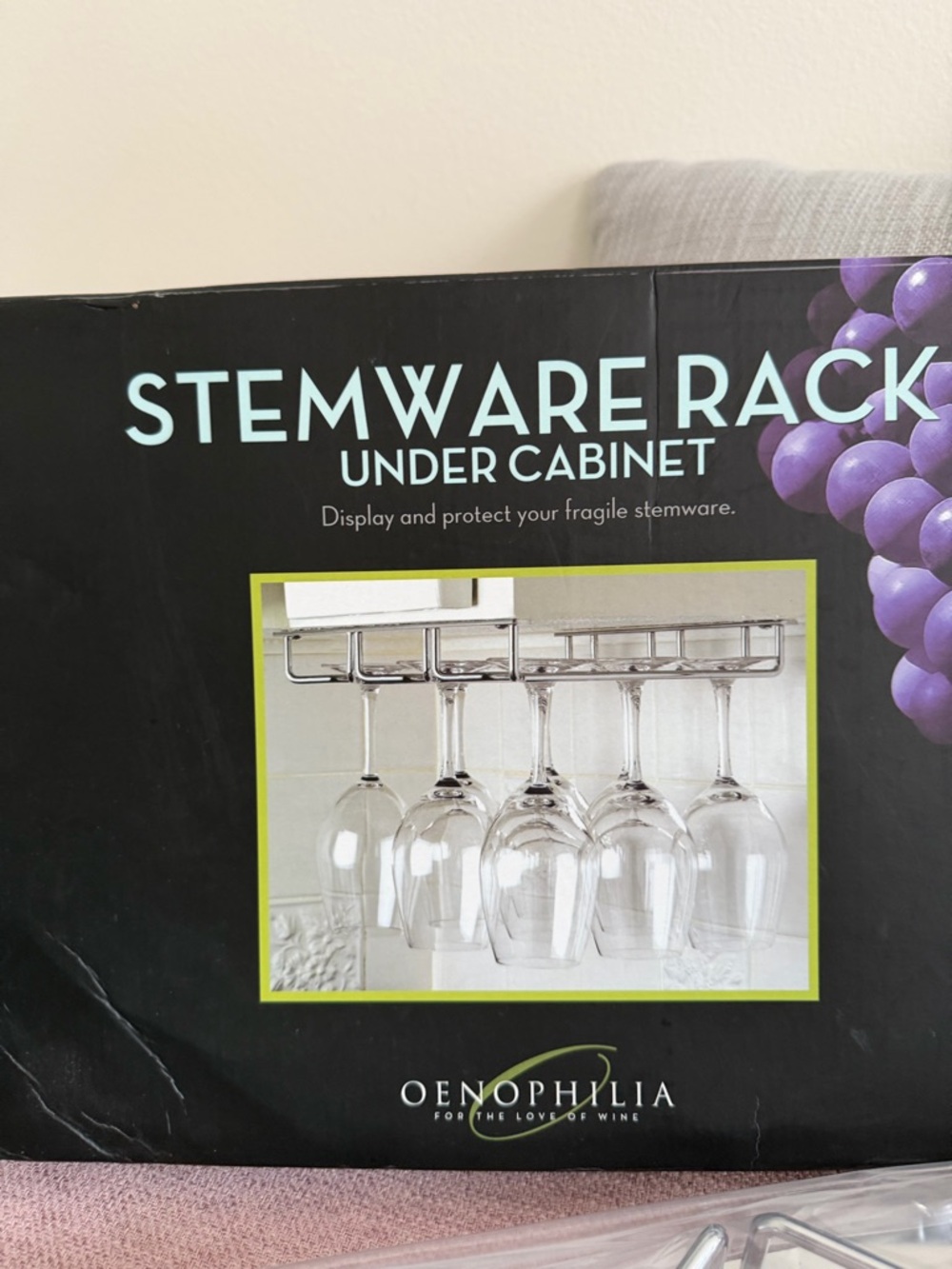 Under-Cabinet Stemware Rack in Silver